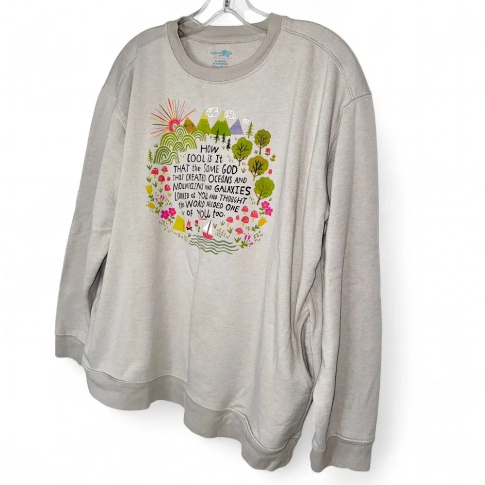Natural Life Christian Graphic Sweatshirt Womens Small Boho Faith Cozy Pockets - Picture 4 of 6